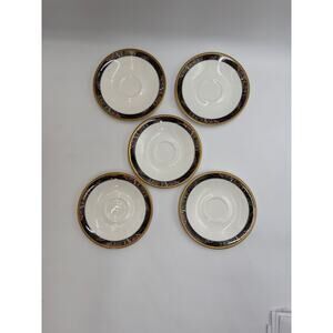 Mikasa Royal Glimmer CAGII Saucer Set 5 Bone China Gold Trim